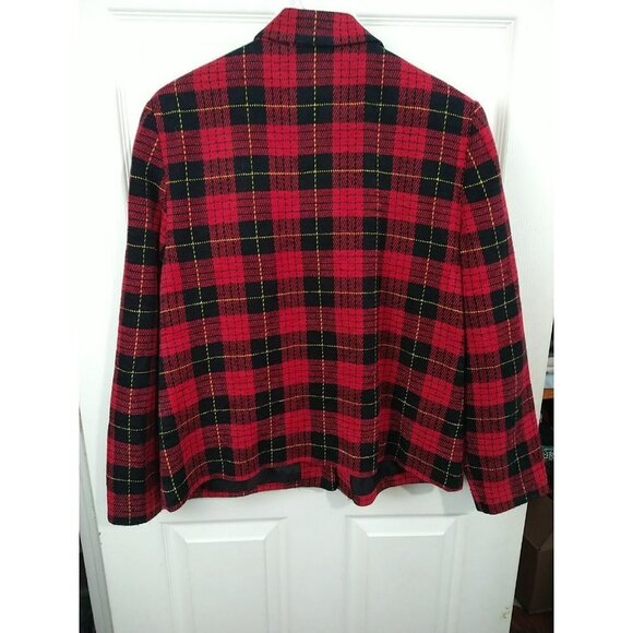 SAG Harbor Collared Front Button Red Plaid Jacket Size 14 - Picture 14 of 14